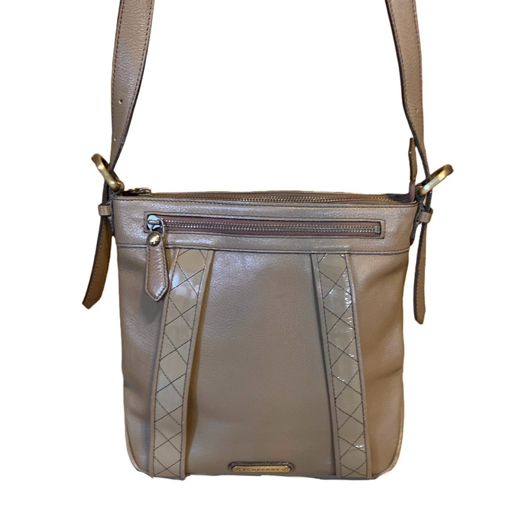 VTG BURBERRY DARK TAUPE BROWN LEATHER CROSSBODY OR SHOULDER BAG - Picture 9 of 14